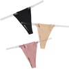 image:imageGORGLITTER Womens G String Thongs Sexy 3 Pack No Show Invisible Clear Strap Underwear Low Rise PantiesBlack Khaki Pink