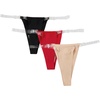image:imageGORGLITTER Womens G String Thongs Sexy 3 Pack No Show Invisible Clear Strap Underwear Low Rise PantiesBlack Red Apricot