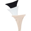 image:imageGORGLITTER Womens G String Thongs Sexy 3 Pack No Show Invisible Clear Strap Underwear Low Rise PantiesBlack White Apricot