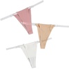 image:imageGORGLITTER Womens G String Thongs Sexy 3 Pack No Show Invisible Clear Strap Underwear Low Rise PantiesWhite Khaki Pink