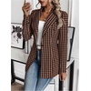 image:imageGORGLITTER Womens Houndstooth Long Sleeve Button Blazer Jackets Trendy Open Front Casual Business Work Office BlazersBrown