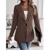 image:imageGORGLITTER Womens Houndstooth Long Sleeve Button Blazer Jackets Trendy Open Front Casual Business Work Office BlazersBrown