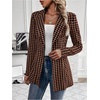 image:imageGORGLITTER Womens Houndstooth Long Sleeve Button Blazer Jackets Trendy Open Front Casual Business Work Office BlazersBrown