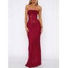 image:imageGORGLITTER Womens Lace Backless Patchwork Maxi Dress Elegant Classy Strapless Festival Y2K Sexy Gothic Tube Top DressBurgundy