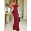 image:imageGORGLITTER Womens Lace Backless Patchwork Maxi Dress Elegant Classy Strapless Festival Y2K Sexy Gothic Tube Top DressBurgundy