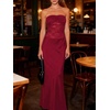 image:imageGORGLITTER Womens Lace Backless Patchwork Maxi Dress Elegant Classy Strapless Festival Y2K Sexy Gothic Tube Top DressBurgundy