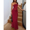 image:imageGORGLITTER Womens Lace Backless Patchwork Maxi Dress Elegant Classy Strapless Festival Y2K Sexy Gothic Tube Top DressBurgundy