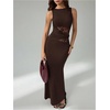 image:imageGORGLITTER Womens Lace Patchwork Maxi Dresses Elegant Classy Sleeveless Birthday Dinner Cocktail Formal Prom DressBrown