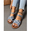 image:imageGORGLITTER Womens Leopard Strappy Flat Sandals Cheetah Ankle Strap Open Toe Summer Going Out Dressy Sandal 2026Blue