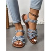 image:imageGORGLITTER Womens Leopard Strappy Flat Sandals Cheetah Ankle Strap Open Toe Summer Going Out Dressy Sandal 2026Blue