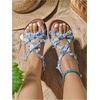 image:imageGORGLITTER Womens Leopard Strappy Flat Sandals Cheetah Ankle Strap Open Toe Summer Going Out Dressy Sandal 2026Blue Denim