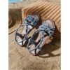 image:imageGORGLITTER Womens Leopard Strappy Flat Sandals Cheetah Ankle Strap Open Toe Summer Going Out Dressy Sandal 2026Blue Denim
