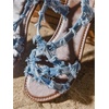 image:imageGORGLITTER Womens Leopard Strappy Flat Sandals Cheetah Ankle Strap Open Toe Summer Going Out Dressy Sandal 2026Blue Denim