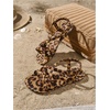 image:imageGORGLITTER Womens Leopard Strappy Flat Sandals Cheetah Ankle Strap Open Toe Summer Going Out Dressy Sandal 2026Brown