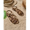 image:imageGORGLITTER Womens Leopard Strappy Flat Sandals Cheetah Ankle Strap Open Toe Summer Going Out Dressy Sandal 2026Brown