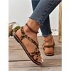 image:imageGORGLITTER Womens Leopard Strappy Flat Sandals Cheetah Ankle Strap Open Toe Summer Going Out Dressy Sandal 2026Multicolor