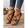 image:imageGORGLITTER Womens Leopard Strappy Flat Sandals Cheetah Ankle Strap Open Toe Summer Going Out Dressy Sandal 2026Multicolor