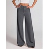 image:imageGORGLITTER Womens Low Rise Dress Pants Wide Leg Trousers Business Casual Work Dressy Low Waisted Straight Slacks PantsDark Grey