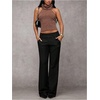 image:imageGORGLITTER Womens Low Rise Dress Pants Wide Leg Trousers Business Casual Work Dressy Low Waisted Straight Slacks PantsSolid Black