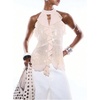 image:imageGORGLITTER Womens Mesh Halter Flowy Tank Tops Ruffle Chiffon Cut Out Brunch Dinner Keyhole Crop Tops Going Out OutfitsBeige