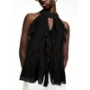 image:imageGORGLITTER Womens Mesh Halter Flowy Tank Tops Ruffle Chiffon Cut Out Brunch Dinner Keyhole Crop Tops Going Out OutfitsBlack