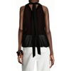 image:imageGORGLITTER Womens Mesh Halter Flowy Tank Tops Ruffle Chiffon Cut Out Brunch Dinner Keyhole Crop Tops Going Out OutfitsBlack