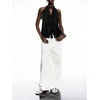 image:imageGORGLITTER Womens Mesh Halter Flowy Tank Tops Ruffle Chiffon Cut Out Brunch Dinner Keyhole Crop Tops Going Out OutfitsBlack