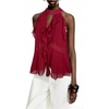 image:imageGORGLITTER Womens Mesh Halter Flowy Tank Tops Ruffle Chiffon Cut Out Brunch Dinner Keyhole Crop Tops Going Out OutfitsBurgundy