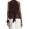 image:imageGORGLITTER Womens Mesh Halter Flowy Tank Tops Ruffle Chiffon Cut Out Brunch Dinner Keyhole Crop Tops Going Out OutfitsCoffee Brown