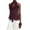 image:imageGORGLITTER Womens Mesh Halter Flowy Tank Tops Ruffle Chiffon Cut Out Brunch Dinner Keyhole Crop Tops Going Out OutfitsRed Violet