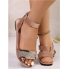 image:imageGORGLITTER Womens Metallic Sparkly Flat Sandals Dressy Summer Ankle Strap Open Toe Bridal Wedding Dress ShoesRose Gold