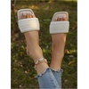 image:imageGORGLITTER Womens Pearl Sandals Rhinestone Sparkly Flat Sandal Wedding Dressy Scattered Sequin Open Toe Slide ShoesBeige Pearl