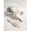 image:imageGORGLITTER Womens Pearl Sandals Rhinestone Sparkly Flat Sandal Wedding Dressy Scattered Sequin Open Toe Slide ShoesBeige Sequin