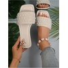 image:imageGORGLITTER Womens Pearl Sandals Rhinestone Sparkly Flat Sandal Wedding Dressy Scattered Sequin Open Toe Slide ShoesBeige Sequin