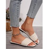 image:imageGORGLITTER Womens Pearl Sandals Rhinestone Sparkly Flat Sandal Wedding Dressy Scattered Sequin Open Toe Slide ShoesBeige Sequin