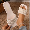 image:imageGORGLITTER Womens Pearl Sandals Rhinestone Sparkly Flat Sandal Wedding Dressy Scattered Sequin Open Toe Slide ShoesWhite
