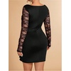 image:imageGORGLITTER Womens Plus Size Lace Dress Fall Casual Wrap Ruched Long Sleeve Bodycon Cocktail Birthday Party Mini DressBlack