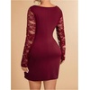 image:imageGORGLITTER Womens Plus Size Lace Dress Fall Casual Wrap Ruched Long Sleeve Bodycon Cocktail Birthday Party Mini DressBurgundy