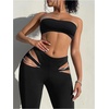 image:imageGORGLITTER Womens Rave Cut Out Pants High Waisted Flare Leg Y2K Going Out Pants Disco Bell Bottom TrousersBlack