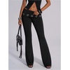 image:imageGORGLITTER Womens Rave Cut Out Pants High Waisted Flare Leg Y2K Going Out Pants Disco Bell Bottom TrousersBlack Grommet