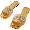image:imageGORGLITTER Womens Sparkly Jeweled Flat Sandals Dressy Open Toe Glitter Shiny Slippers Slipon ShoesGold Sparkly