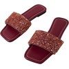 image:imageGORGLITTER Womens Sparkly Jeweled Flat Sandals Dressy Open Toe Glitter Shiny Slippers Slipon ShoesRed