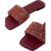 image:imageGORGLITTER Womens Sparkly Jeweled Flat Sandals Dressy Open Toe Glitter Shiny Slippers Slipon ShoesRed