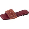image:imageGORGLITTER Womens Sparkly Jeweled Flat Sandals Dressy Open Toe Glitter Shiny Slippers Slipon ShoesRed