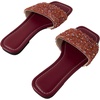 image:imageGORGLITTER Womens Sparkly Jeweled Flat Sandals Dressy Open Toe Glitter Shiny Slippers Slipon ShoesRed