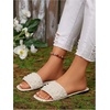 image:imageGORGLITTER Womens Sparkly Rhinestone Flat Sandals Summer Vacation Glitter Square Toe Wedding Dress Shoes Slide SandalsBeige Pearl