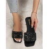 image:imageGORGLITTER Womens Sparkly Rhinestone Flat Sandals Summer Vacation Glitter Square Toe Wedding Dress Shoes Slide SandalsBlack Gllitter