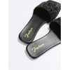 image:imageGORGLITTER Womens Sparkly Rhinestone Flat Sandals Summer Vacation Glitter Square Toe Wedding Dress Shoes Slide SandalsBlack Gllitter