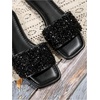 image:imageGORGLITTER Womens Sparkly Rhinestone Flat Sandals Summer Vacation Glitter Square Toe Wedding Dress Shoes Slide SandalsBlack Sparkly