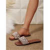image:imageGORGLITTER Womens Sparkly Rhinestone Flat Sandals Summer Vacation Glitter Square Toe Wedding Dress Shoes Slide SandalsBrown